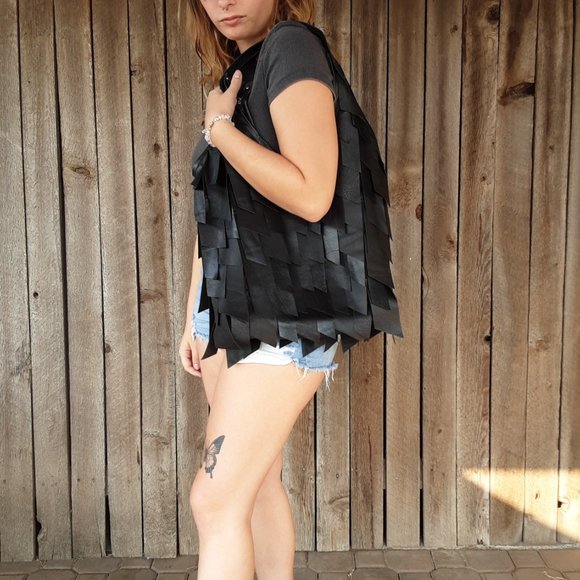 Handmade  Leather Boho handbag with Tassels - Picture 4 of 5